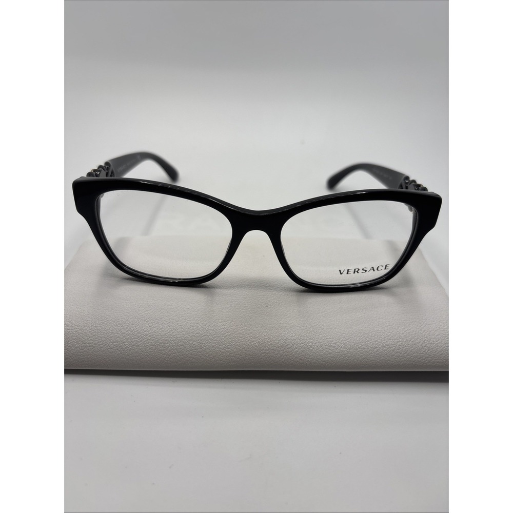 Versace Eyeglasses MOD. 3306 GB1 Black & Gold Frame 54-17-140mm Italy #C384